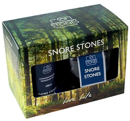 Corincraft Snore Aromatherapy Stones Gift Set - Essential Oil Blend for Sleep & Night Time Relaxation - Stone Diffuser with 100ml Refresher Oil - Natural Vegan Home Fragrance Gift