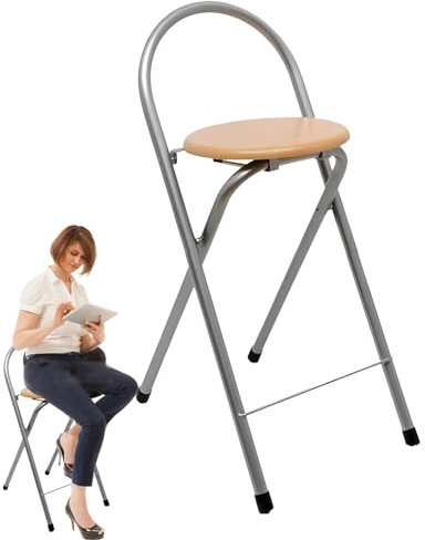 PYWJGZSX Hocker Mit Rückenlehne, Klappbarer Frühstücks-Barhocker, Tragbarer Hochstuhl Für Erwachsene, Klappbare Theke, Hoher Barhocker, Küche, Indoor-Outdoor-Reisestuhl