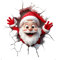 Divertente Babbo Natale rompe attraverso la parete adesivi per finestre, adesivi per porte interne, finestre decorazioni natalizie per interni (Babbo Natale rompe attraverso il muro)