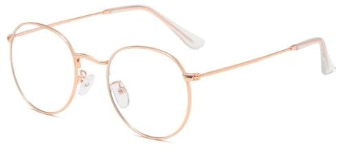 LNTICB® Occhiali da Computer Occhiali da Vista Filtro Luce Blu Occhiali da Gaming Ultra Leggero Lenti Trasparenti Retrò Rotonde Montatura Metallo Anti Affaticamento per Donna Uomo