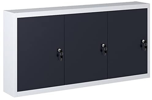 SDWEHO7 Werkstattschrank aus Metall mit abschließbaren Türen, verstellbaren Fachböden und Lochplatte, Wandschrank Hängeschrank Wand Werkzeugschrank für Werkzeug und Geräte, 120x19x60 cm