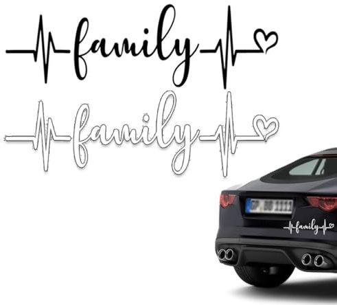 EORPAVU Auto-Aufkleber, 2 Stück family Herz-Autoaufkleber selbstklebender Deko-Aufkleber springendes Herz (schwarz, weiß)