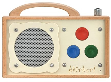 hörbert für Senioren – Holzlautsprecher mit USB-C, Bluetooth & Webradio – Vorinstallierte SD-Karte für Senioren – Einfach bedienbar mit 3 Tasten