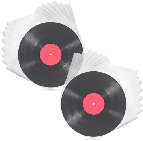 BUOSHUO 100 Pezzi Buste per Vinili 33 Giri,Antistatiche Vinyl Inner Sleeve | Custodia protettiva in plastica PE di alta qualità, con fondo rotondo, trasparente, per Lorde/Kraftwerk, 30,5 cm