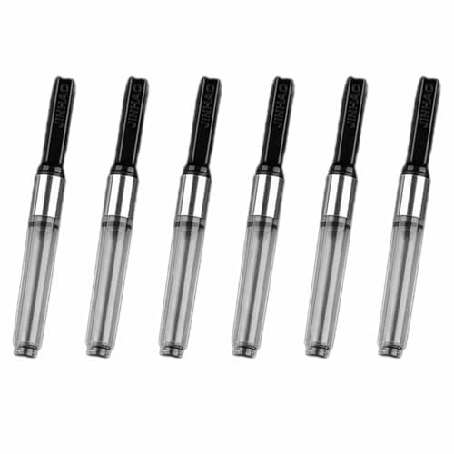 6 Pack Black Universal Fountain Pen Ink Converter, Push in Fountain Pen Ink Converter with 3.4mm Standard Caliber, Ink Absorber Resistant, Deft Writing and Correction Supplies Pens and Refills