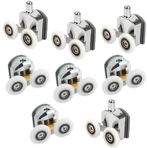 WeddHuis 8 pièces 23mm Roulettes pour porte de douche, Roulette Porte Coulissante Douche, Roulettes pour Porte Coulissante, Pour porte coulissante, En verre, 4 en haut et 4 en bas