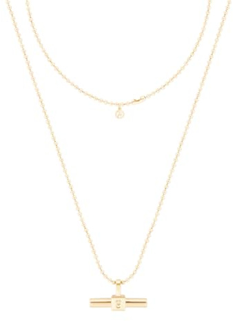 Tipperary Crystal Gold T-Bar Pendant Necklace for Women Elegant Layered Look Minimalist Jewellery Gift