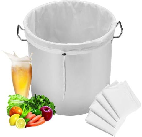 SLTAXAR 4 Stück Filterbeutel 46 x 40 cm Braubeutel Brew Bag Nylon Hopfenfilter Passiertuch Auspresstuch Nussmilchbeutel Saftbeutel Mehrweg Feinmaschig für Wein Saft Bier Marmelade
