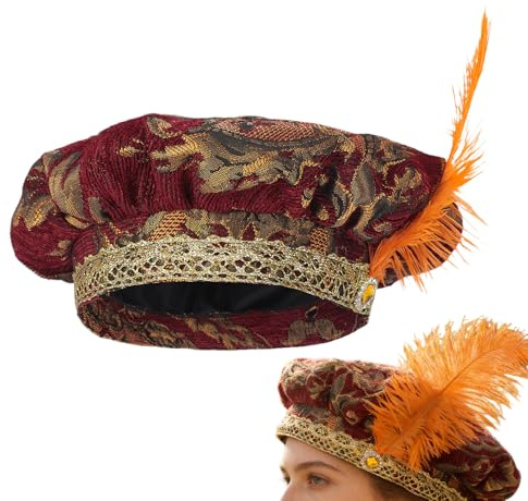 Generisch Renaissance Hut - Renaissance - Kostüm Kopfbedeckung - Herren Tudor Barett Hut für Cosplay und Mittelalter - für Festlichkeiten Karneval Umzüge Fotoshootings Aufführungen