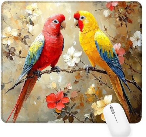 Mauspad 260x210x3mm Tier Gaming Mousepad mit Vernähte Kanten - rutschfest - Mauspad für PC mit Glatter Oberfläche,Klein Mousepad Vogel,Klein Maus Pad Zubehör Büro für Home Büro,Geschenke Damen D-368