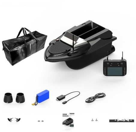 12V RC Bait Boat, GPS 180 Waypoints 9 Fishing Zones, 3KG Load, 800M Range 4.3 HD Screen, Outdoor RC Fishing Boat Gift for Adults