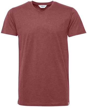 !Solid SDBedo Herren T-Shirt Kurzarm Shirt mit V-Ausschnitt Baumwollmischung Regular fit, Größe:XL, Farbe:Wine Red Melange (8985)