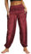Nuofengkudu Damen Hippie Yogahosen Haremshosen mit Taschen Leichte Boho Muster Bunt High Waist Pumphose Sommer Lockere Strand Hosen(Weinrot,One Size)