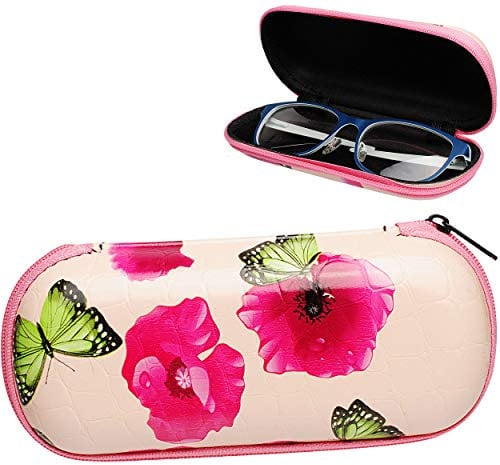 Brillenetui/Brillenbox - Schmetterlinge & Blumen - rosa & pink - Hardcase/Hartschale - extrem stabil - Etui für Brille oder andere Kleinigkeiten - STO..