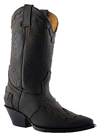 Grinders Arizona Hi Stivali Unisex di Pelle Marrone con Tacco Cubano da Ballo Stile Cowboy 7