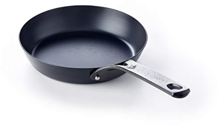BK Black Steel Vorgewürzte 20cm Bratpfanne aus Kohlenstoffstahl, Geeignet für Induktion, Backofen und Bratrost sicher bis 350C, Langlebig und Professionell, Schwarz