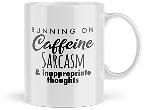 Running On Caffeine Mugs Sarcasm Coffee Mug Cup Funny Mugs Coffee Friends Sarcasm Work Office Leaving Coffee for Women Men Novelty 18th 21st 30th 40th 50th 60th Birthday MRA9