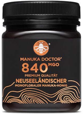 MANUKA DOCTOR - MGO 840 Miel de Manuka monofloral (250g) 100% pur miel de Nouvelle-Zélande. Certifié. Garanti. CRU. Sans OGM