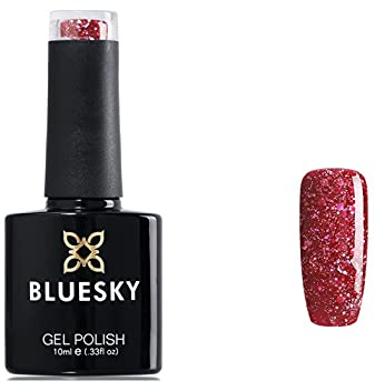 Bluesky Gel Polish GLITTER DIAMOND RANGE BLZ CHOOSE YOUR COLOR GLITTER GEL UV LED Soak Off 10ml (BLZ 12 Merlot Multi Red Glitter)