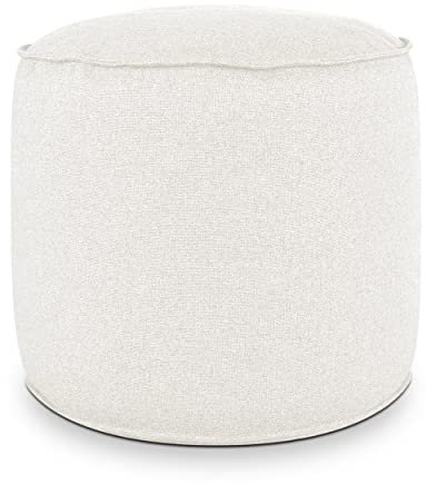 Deshome - Sitzhocker Sitzpouf Pouf rund Ø 60 cm mit abnehmbarem Polster für Innen- und Außenbereich: Sitzpouf Design für Sofa, Wohnzimmer, Schlafzimmer, Sitzhocker, Light Pouf weiße Creme