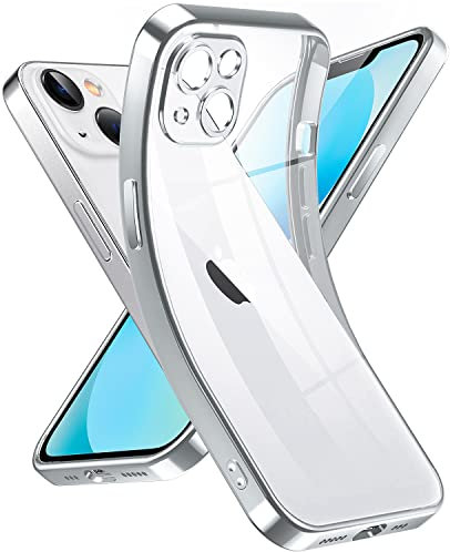 Supdeal Crystal Clear Hülle für iPhone 13, Niemals gelb mit Kameraschutz, Silikon Durchsichtig Handyhülle Weicher Passform, Ultra Dünn und Leicht Case Cover, 6,1 Zoll, Silber