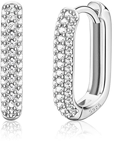 KRFY Creolen Gold/Silber 925 für Damen 18 Karat Vergoldet Zirkonia Ohrringe Hypoallergen Huggie für Mädchen