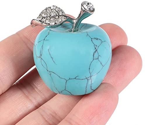 Loveliome Synthese Grüner Howlith Türkis Apfel Statue Heilkristall Figur Skulptur Heimdekoration Hochzeit Dekoration 3cm