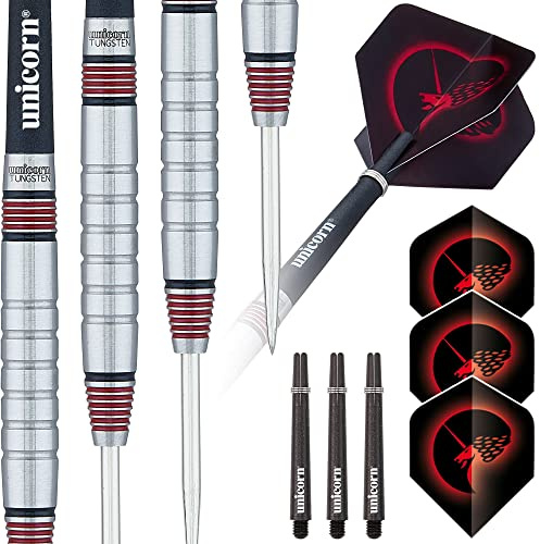 Unicorn Steel Tip Darts Set, Core Plus, Tungsten Barrels, 20g, 21g, 22g, 23g, 24g, 25g, 26g or 27g