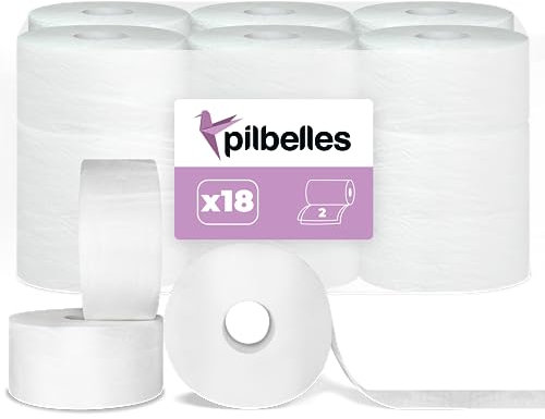 Lot de 18 rouleaux de papier toilette industriel double épaisseur 95 m