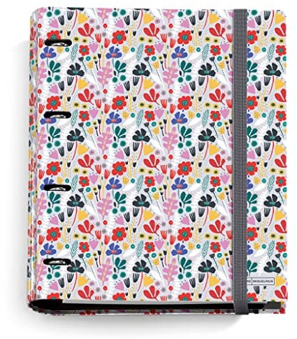 Miquelrius - Carpebloc, Mappe mit 4 Ringen + Nachfüllung 100 Blatt A4-Gitter, Carpesano-Verschluss mit Gummi, Alice