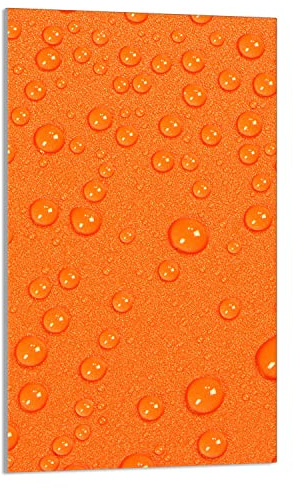 DarHaus Herdabdeckplatte 1 Teilig 30x52 cm Ceranfeldabdeckung Küche Elektroherd Induktion Herdschutz Spritzschutz Glasplatte Schneidebrett, Tropfen Orange