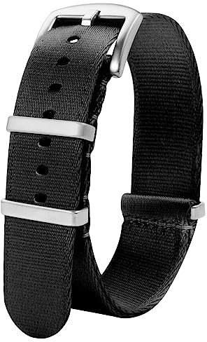 TStrap Nato Uhrenarmband 22mm Nylon - Schwarz Armband Uhren für Herren Damen Ersatz - Weich Schnellwechsel Uhrband Ersatzarmband Uhr - 18mm 20mm 22mm 24mm