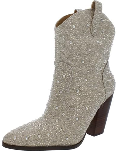Jessica Simpson Damen Western-Stiefeletten, verziert, Champagner, 40.5 EU