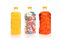 (4) 64 oz. Clear Food Grade Plastic Juice Bottles with Tamper Evident Caps 4/pack (Orange Lids)