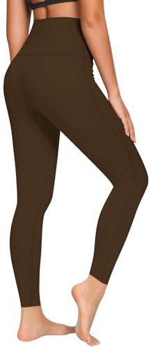 QUEENIEKE Hohe Taillen Sportleggings für Damen, Blickdicht Bauchweg Yoga Leggings für Laufen Fitness Geröstetes Braun XXL