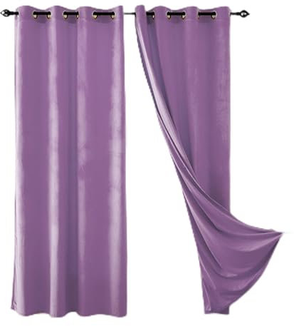 JRUI Verdunkelnde Vorhänge, Blickdichte Gardinen 2er Set 180x260cm (HXB), Vorhang Samt mit ösen, Gardinen Schlafzimmer, Thermovorhänge, Hitzeabweisende Vorhänge, Curtains Lila