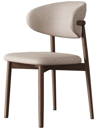 Sillas de Comedor de Tela de Lino, sillas de recepción tapizadas, Silla Decorativa con Patas de Madera para Cocina casera, Sala de Estar, 1 Pieza, Blanco Roto