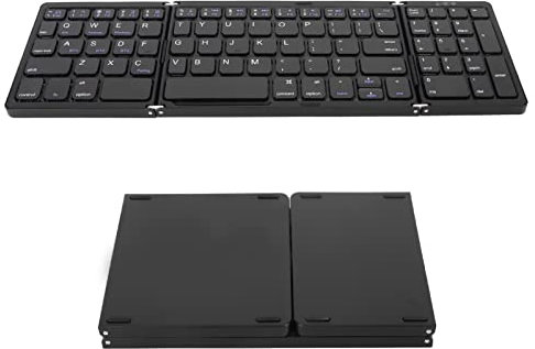 Cuifati Teclado Bluetooth Plegable, Teclado Inalámbrico Portátil de Bolsillo con Panel Táctil para Android, Windows, PC, Tableta, con Batería Recargable (Black)