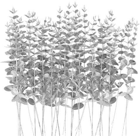 TGANNYOCR 36 Pcs Silver Artificial Eucalyptus Stems 15''Fake Eucalyptus Leaves Decor Faux Branches for Wedding Bouquet Centerpiece Vase Flower Arrangement Home Decoration