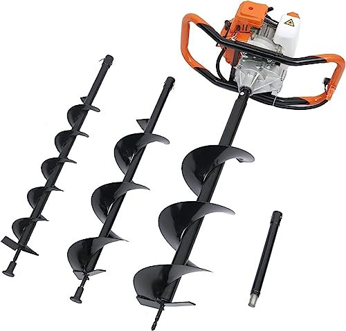 Trivella da Terra da 52 CC alimentata a Gas, Scavatrice per Fori di palo con Asta di prolunga per Punte da Trapano da 4, 6, 8+12, trivella a Gas a 2 Tempi da 2,4 HP per Piante