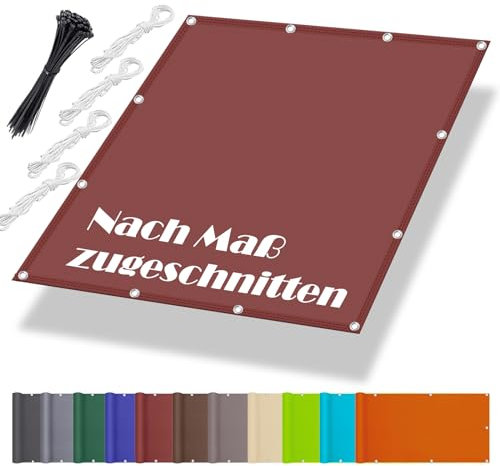 Sonnensegel Nach Mass 4x9M, Segeltuch mit ösen im Viele Größe und Farben, Schattennetz inkl Befestigungsseile, UV-Schutz, Wetterfest für Garten Terrasse Balkon, Rot