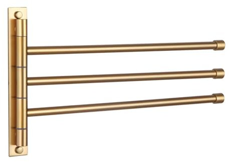 GERZWY SUS 304 Porte-Serviettes de Salle de Bain en Acier Inoxydable 3 Barres avec Bras Pliable pivotant Support de Serviette de Bain pivotant Barre Porte-Serviette Murale Finition dorée