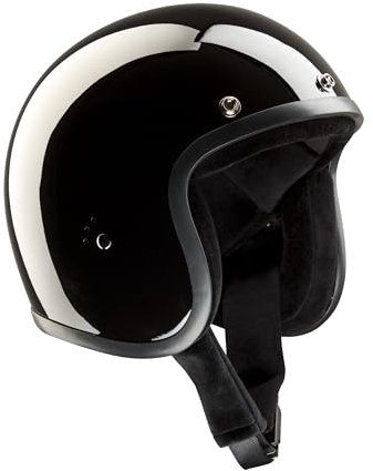 BANDIT Jet Classic Open Motorcycle Helmet Gloss Black Custom Biker Style Sun Peak Included JETGB (L)