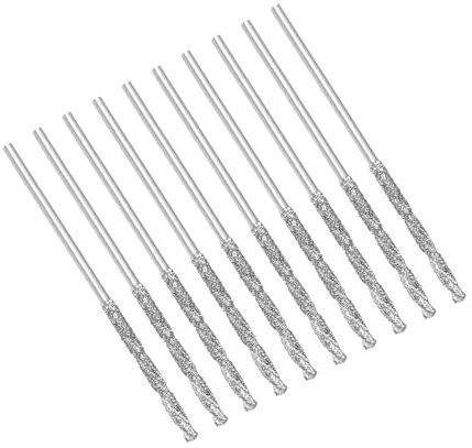 TOP-VIGOR 10Pcs 0.8mm Diamond Twist Drill Bit, Diamond Tipped Twist Drill Bit Set Masonry Drill Bits Rotary Tools for Wood Glass Stone Cutting