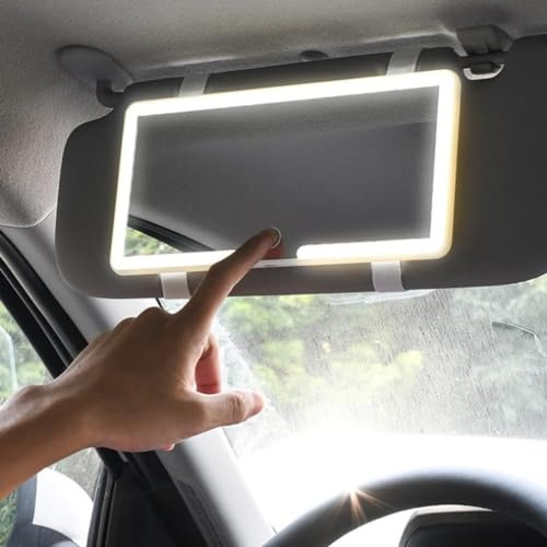 Car Sun Visor LED Vanity Mirror, Auto Visier LED Schminkspiegel, Schminkspiegel mit Licht für Auto, Universal Sonnenblende Spiegel, Wiederaufladbarer Auto Sonnenblende HD Make-up Spiegel