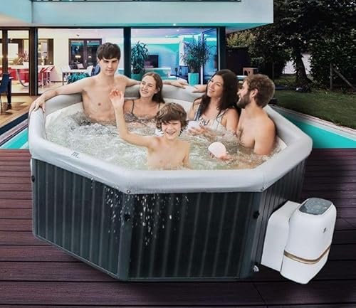Outdoor TUSCANY neustes Modell 2024| App-Steuerung möglich |XXL Pool 6 Personen 193x193cm Indoor Pool |138 Luftdüsen | UV-C + OZON Selbstreinigungsfunktion