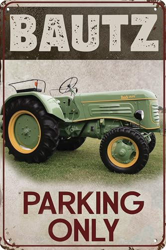 Wetterfestes Traktor Parkplatz Hinweisschild - Parking Only passend für Bautz Traktor, Trekker, Schlepper, Bulldog Liebhaber, Sammler und Schrauber, 30x20 cm