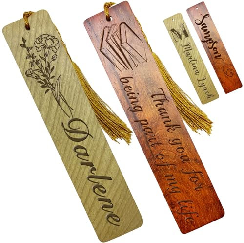 Personalisierte Lesezeichen Benutzerdefinierte Lesezeichen mit Namen Gravur Holz-Lesezeichen für Frauen Männer Kinder Valentinstag Geburtstagsgeschenke für Buchliebhaber