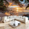 Papier Peint Panoramique 3D Coucher de Soleil OcéAn Cocotier 350x256cm intissé Murale pour Salon Chambre d'enfants restaurant Décoration Murale, Multicolore Chambre Poster Mural Fresques Murales