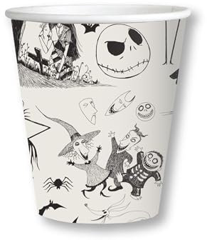 8 x Nightmare Before Christmas Cups for Halloween, Children's Birthday and Scary Party | Contents: 250 ml, Made of Cardboard | Party Cups Paper Cups Children's Birthday Decoration